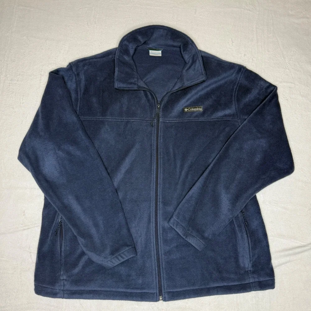 Columbia‎ Fleece Jacket Full Zip Navy Blue Men's XXL EEUC